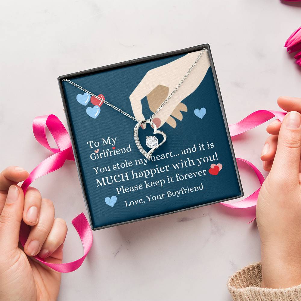 To My Girlfriend  You Stole My Heart Necklace Forever Love Necklace
