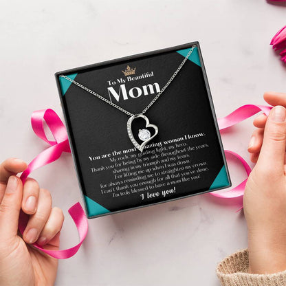 To My Beautiful Mom Necklace Badass Mom Gift Mother’s Day Gift Birthday Gift Gift From Daughter On Wedding Day Forever Love Necklace