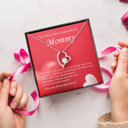 Mom To Be Valentine's Necklace From Baby Bump And Husband First Time Mommy Soon To Be Mother Jewelry Pregnant Valentine's Present Forever Love Necklace