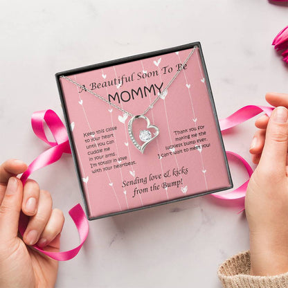A Beautiful Soon To Be Mommy Heart Necklace Sending Love And Kicks From The Bump 1 Forever Love Necklace