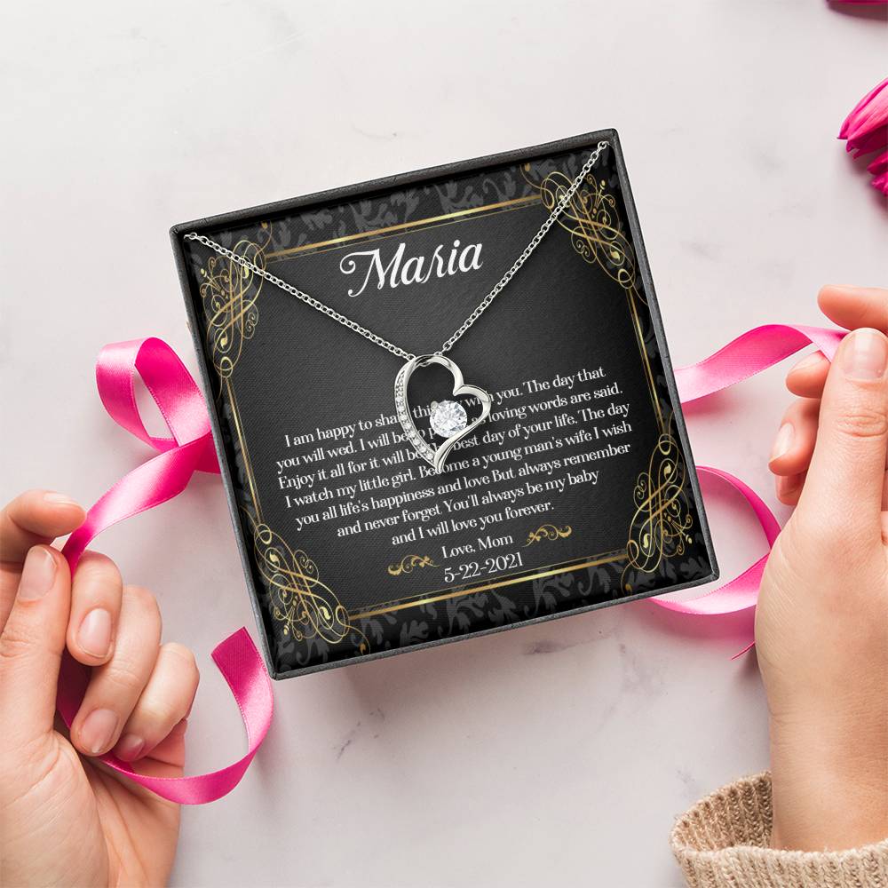 To My Daughter On Her Wedding Day Necklace Daughter Wedding Gift Wedding Gift For Daughter Daughter Forever Love Necklace Wediing Gifts Forever Love Necklace