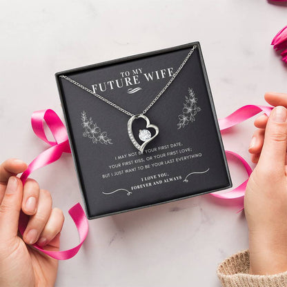 To My Future Wife Heart Necklace Message Card Gift Box Forever Love Necklace