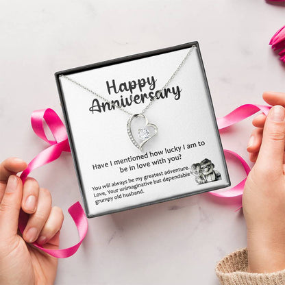 Anniversary Heart Necklace For Wife From Grumpy Husband Forever Love Necklace