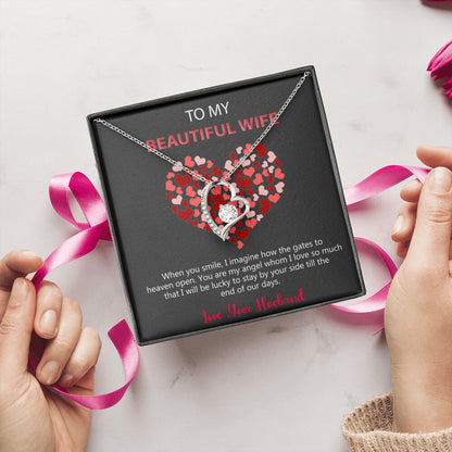 To My Beautiful Wife Gift From Husband 925 Sterling Silver Pendant 1 Forever Love Necklace