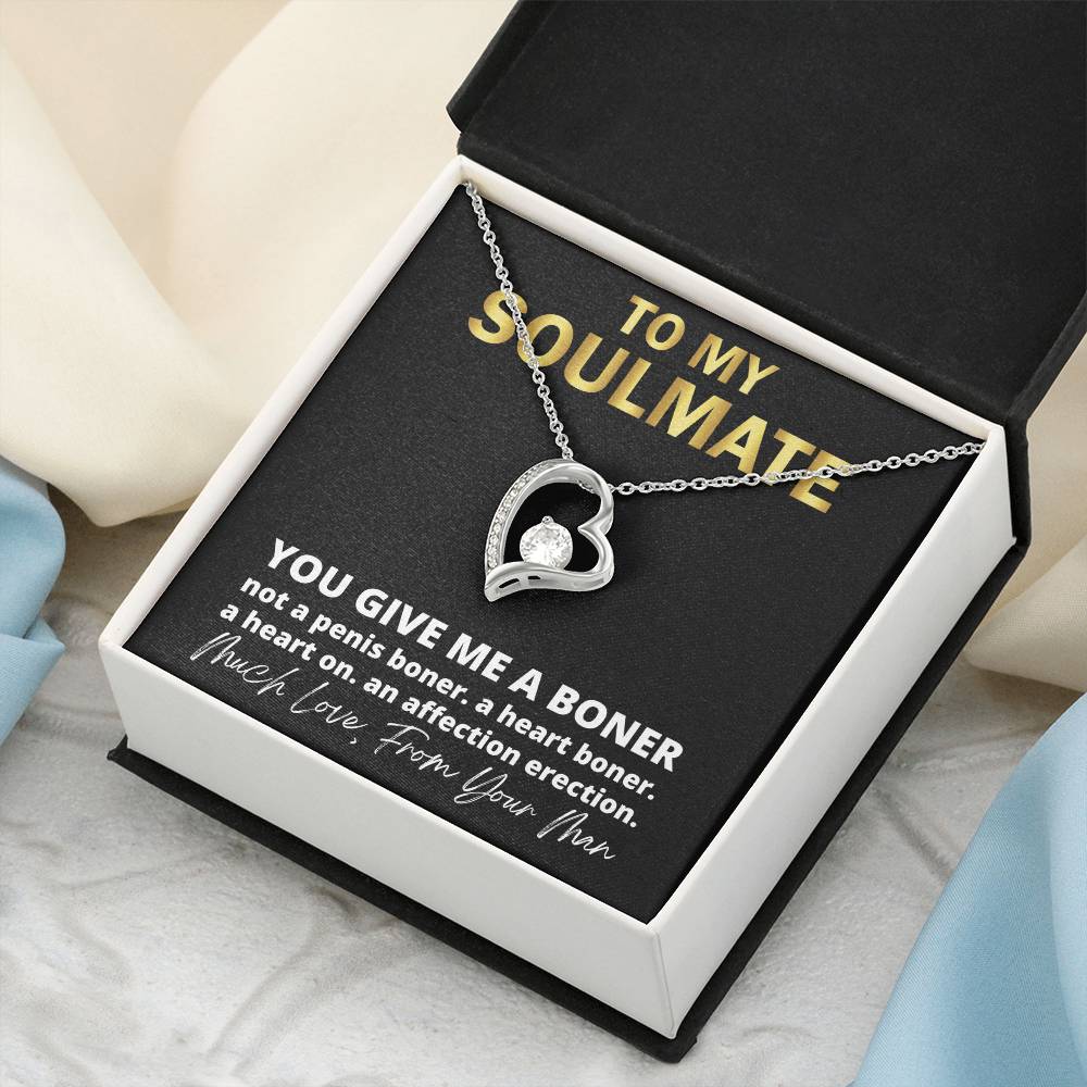 This Dazzling Forever Love Necklace ?  You Give Me A Heart Boner An Affection Erection Pendant Necklace Funny & Sarcastic Love For Her Mature Gift Forever Love Necklace