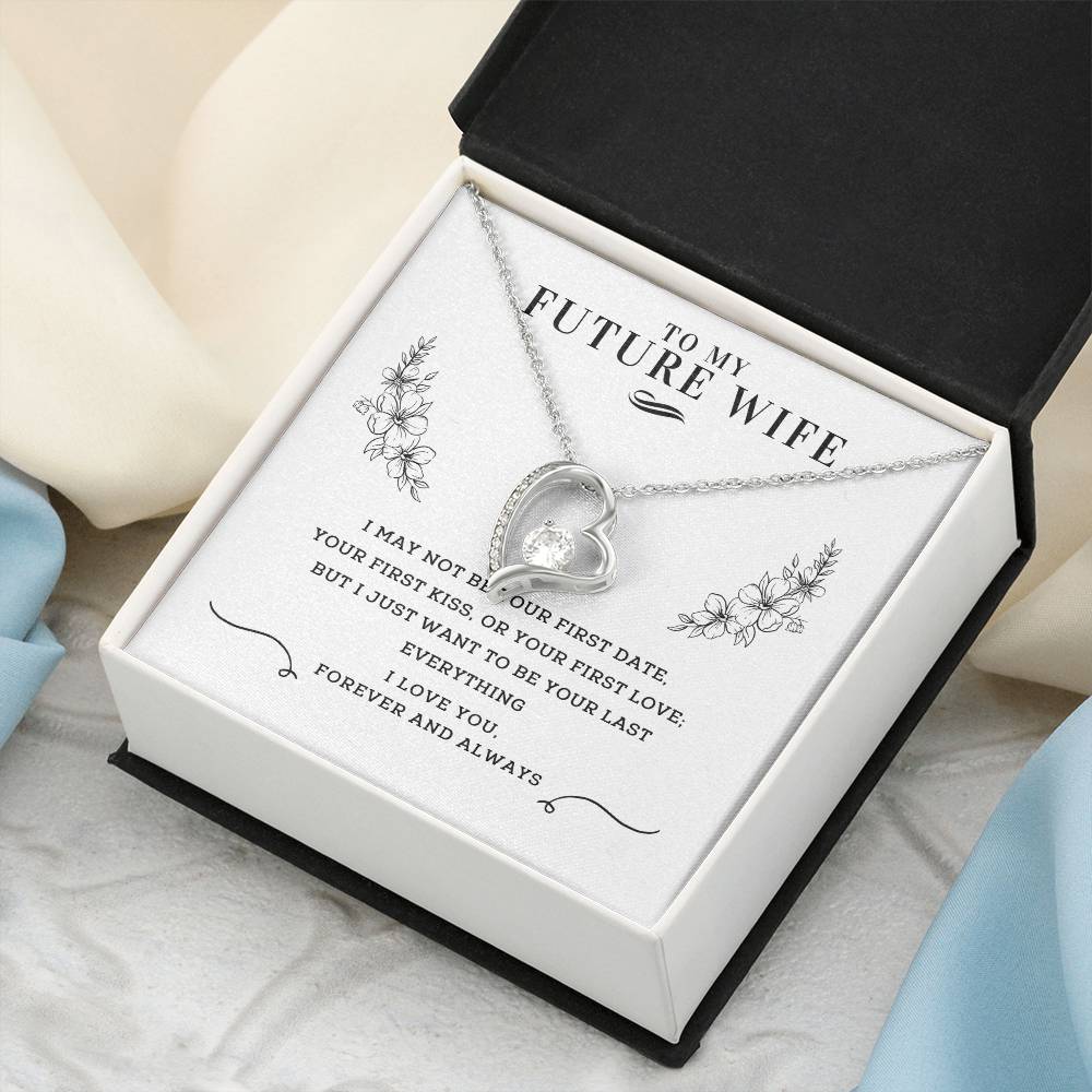 Forever And Always Heart Necklace  Message Card  Gift Box Forever Love Necklace