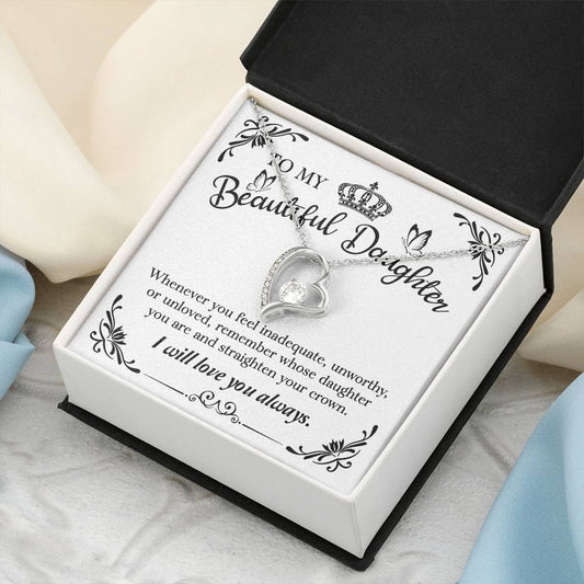 To My Beautiful Daughter Gift For Daughter From Mom Daughter's Birthday Daughter's Graduation Daughter Jewelry Forever Love Necklace