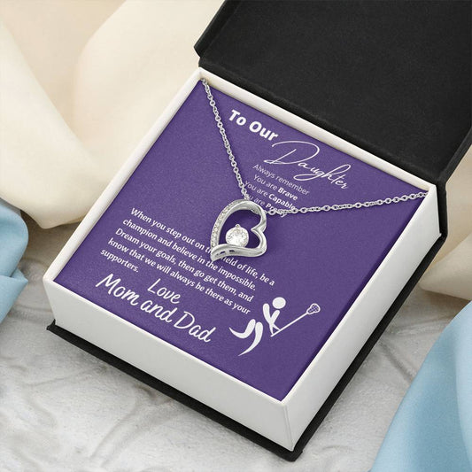 To Our Lacrosse Crazy Daughter - To Our Daughter Necklace From Mom And Dad Gift For Daughter Forever Love Necklace