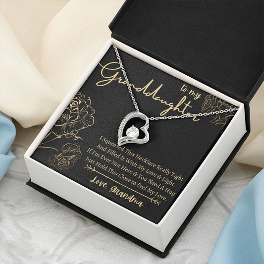 To My Granddaughter - Heart Necklace - Squeeze This Necklace - Love Grandma Forever Love Necklace