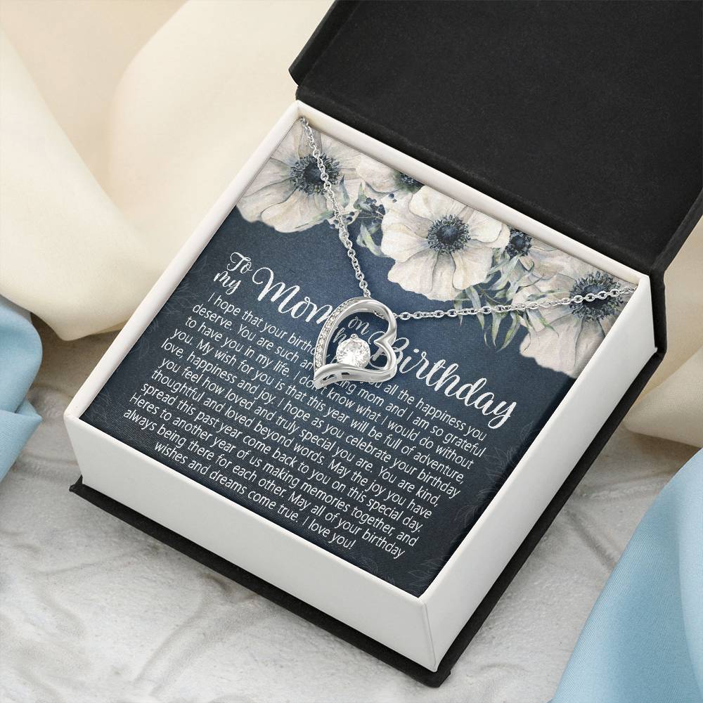 Mom Birthday Forever Love Necklace Gift Mom Birthday Jewelry Mom Necklace Or Bracelet Happy Birthday Mom Message Card Quote Cute Gift For Mom Forever Love Necklace