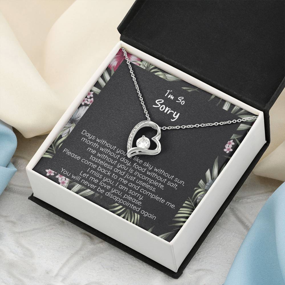 I'm Sorry Apology Gift White Gold Or Yellow Gold Finish Cz Crystal Pendant Necklace Forever Love Necklace