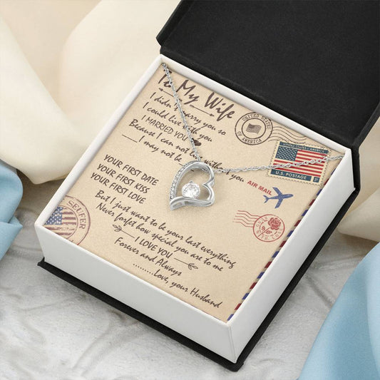 To My Wife Forever Love Necklace - Forever Love To My Wife Necklace From Husband Anniversary Gift For Wife Forever Love Necklace