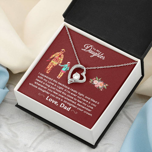 Firefighter's Daughter Gift For Daughter From Firefighter Dad Firefighter Daughter Necklace Forever Love Necklace