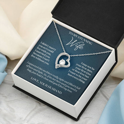 To My Stunning Wife I Can't Live Without You Message Card Necklace Gift 1 Forever Love Necklace