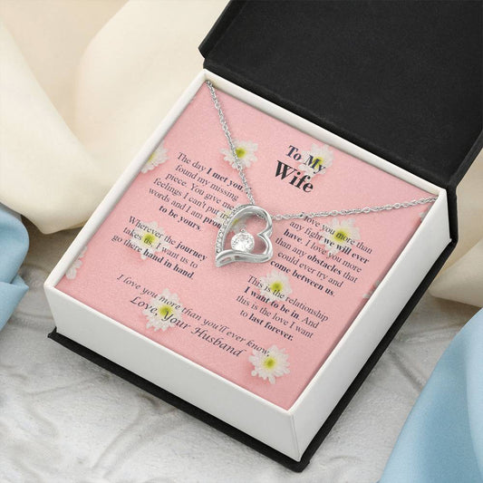 To M Y Wife - Forever Necklace -  Love Your Husband - Pink Daisy Forever Love Necklace