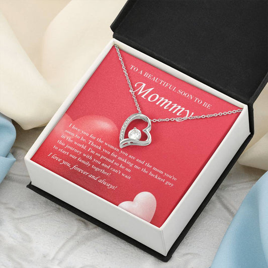 Mom To Be Valentine's Necklace From Baby Bump And Husband First Time Mommy Soon To Be Mother Jewelry Pregnant Valentine's Present Forever Love Necklace