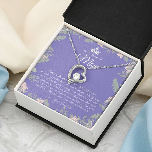To My Beautiful Mom Necklace  Beautiful Mom Gift  Mother’S Day Gift  Birthday Gift For Mom  Gift From Daughter On Wedding Day Forever Love Necklace