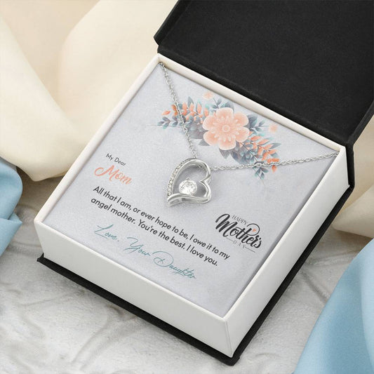 My Dear Mom - Love Your Daughter - 925 Sterling Silver Pendant Forever Love Necklace