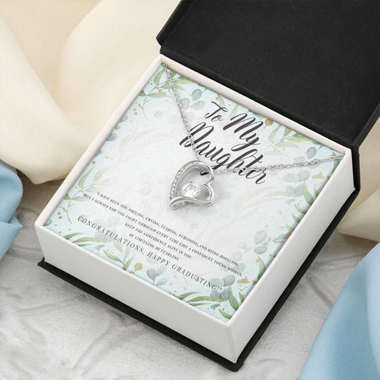 Graduation Gift For Daughter White Gold Heart Necklace Forever Love Necklace