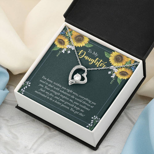 Customize Beautiful Sunflower Precious Necklace You Are My Sunshine Message Card Necklace To My Daughter Message Card Forever Love Necklace