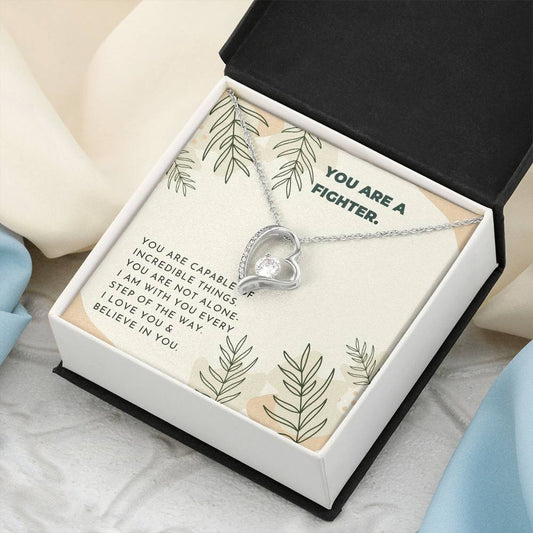 Fighter Inspiring Heart Stone Necklace Neutral Leaves Forever Love Necklace