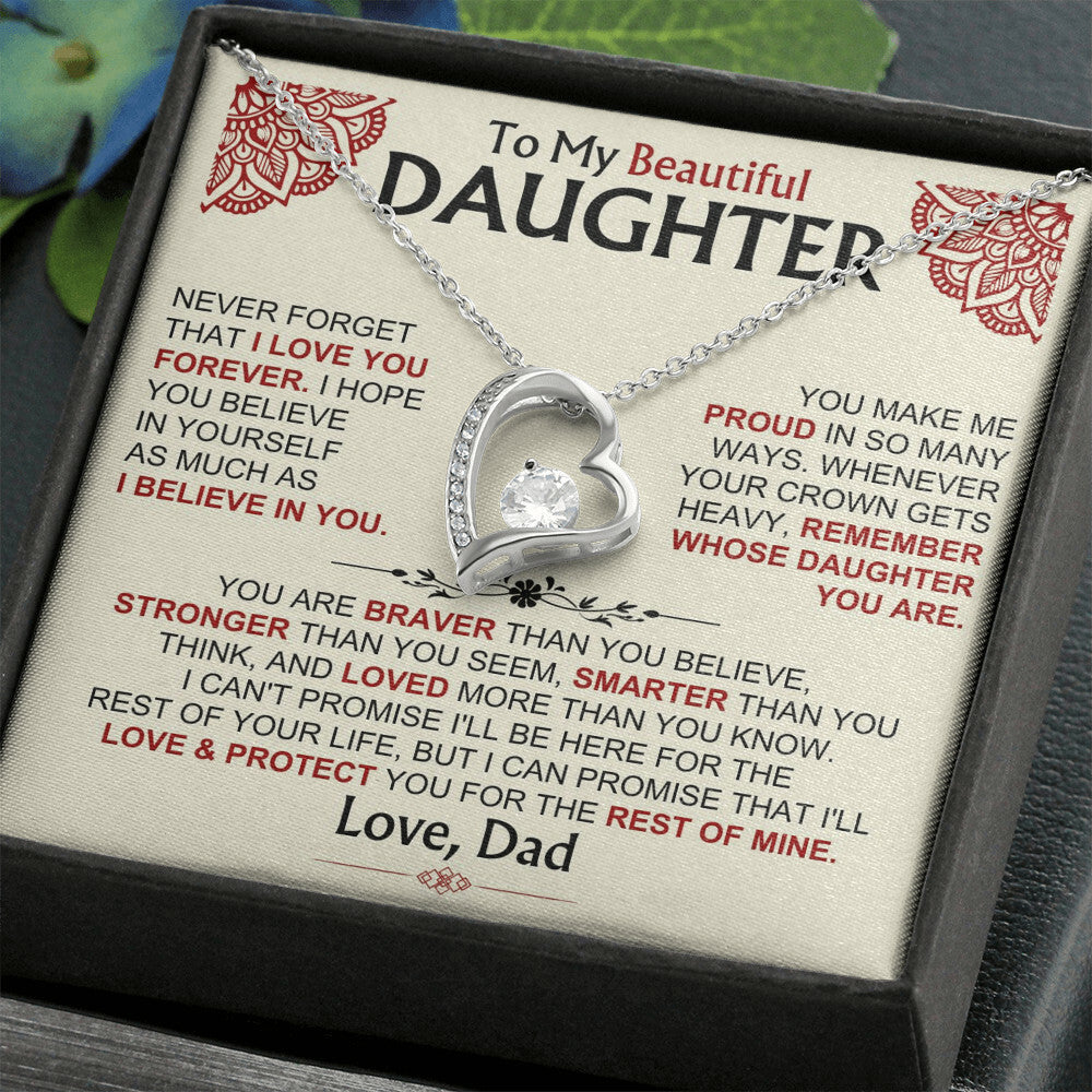 To My Beautiful Daughter - Dad - Forever Love Gift Set - Ss490V2 Forever Love Necklace