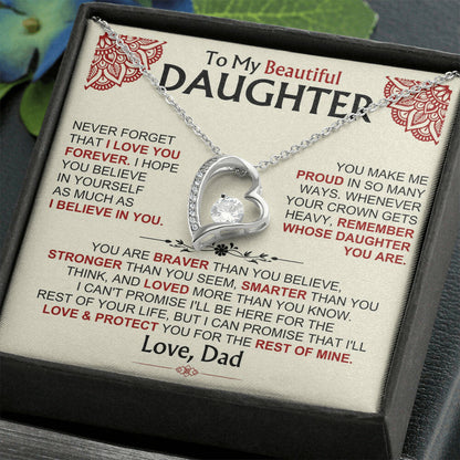 To My Beautiful Daughter - Dad - Forever Love Gift Set - Ss490V2 Forever Love Necklace