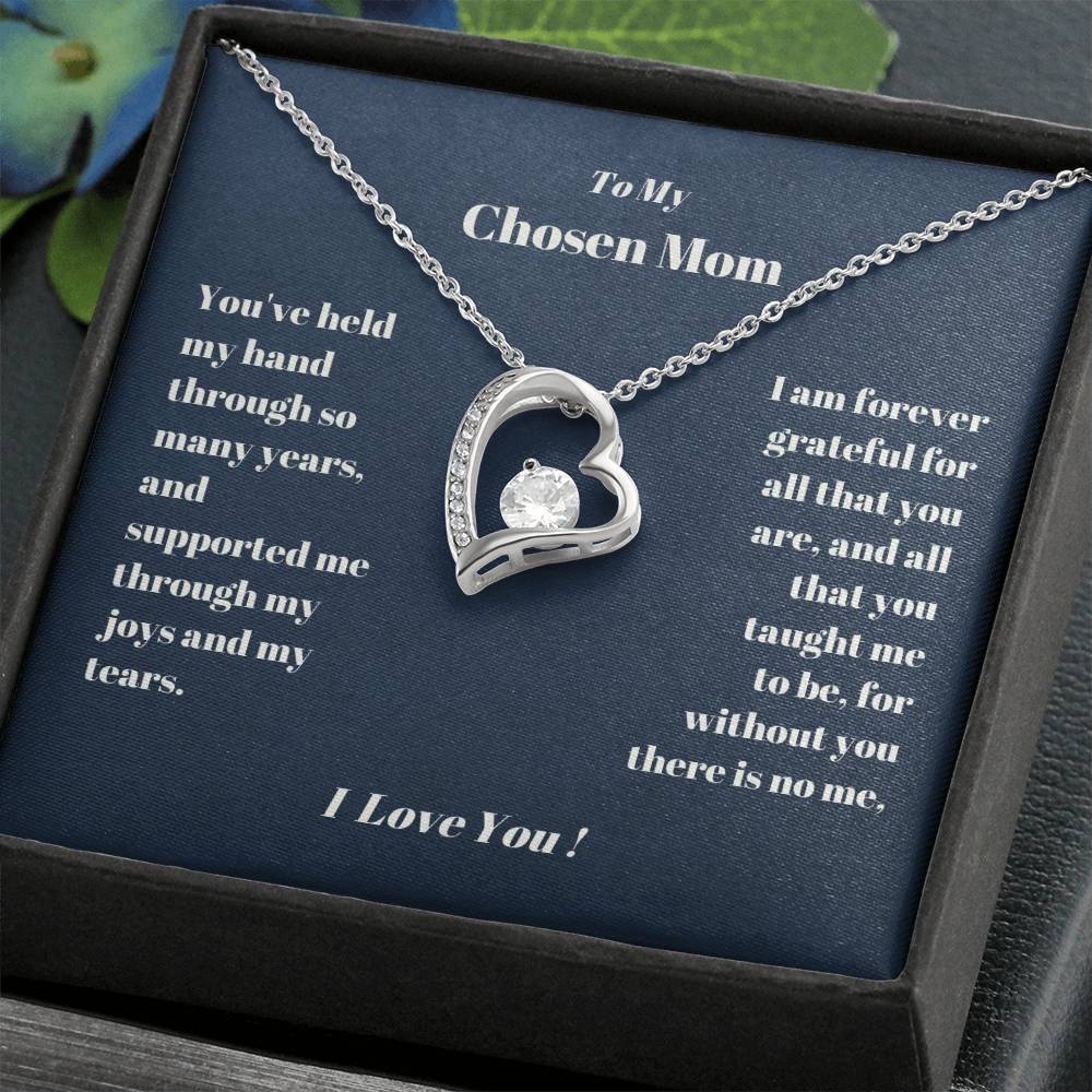 Chosen Mom Heart Necklace Gift Forever Love Necklace