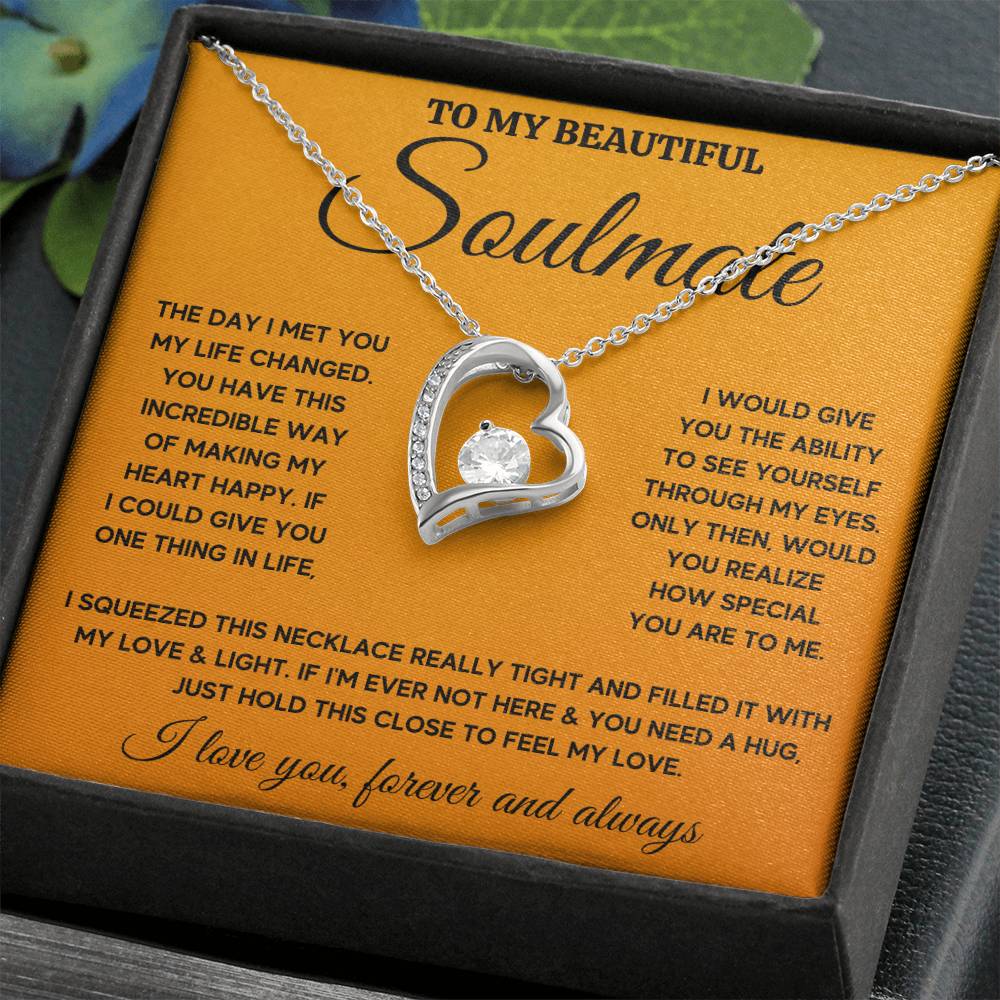 To My Beautiful Soulmate Heart Happy Squeezed Forever Love Necklace Gift Set Forever Love Necklace