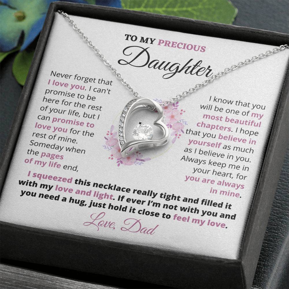 Gift For Precious Daughter Always Keep Me In Your Heart Love Dad Heart Necklace Forever Love Necklace