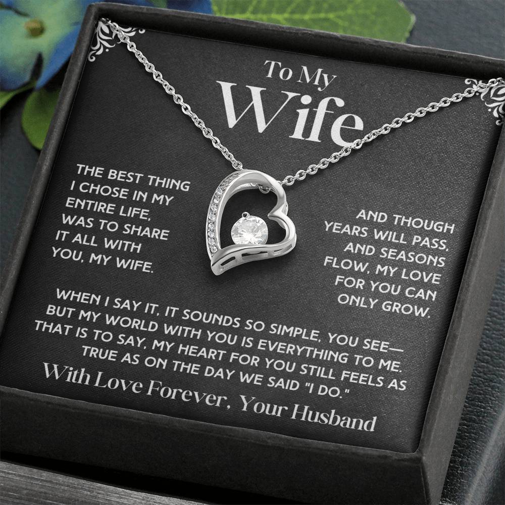 To My Wife - Forever Love Necklace & Earring Set - Beautiful Poem Forever Love Necklace
