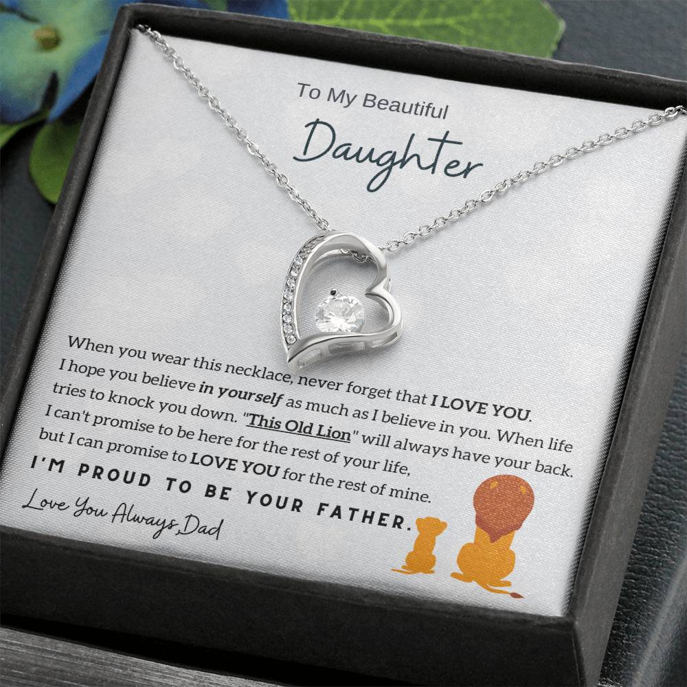 To My Daughter,  I'M Proud To Be Your Father Forever Love Necklace