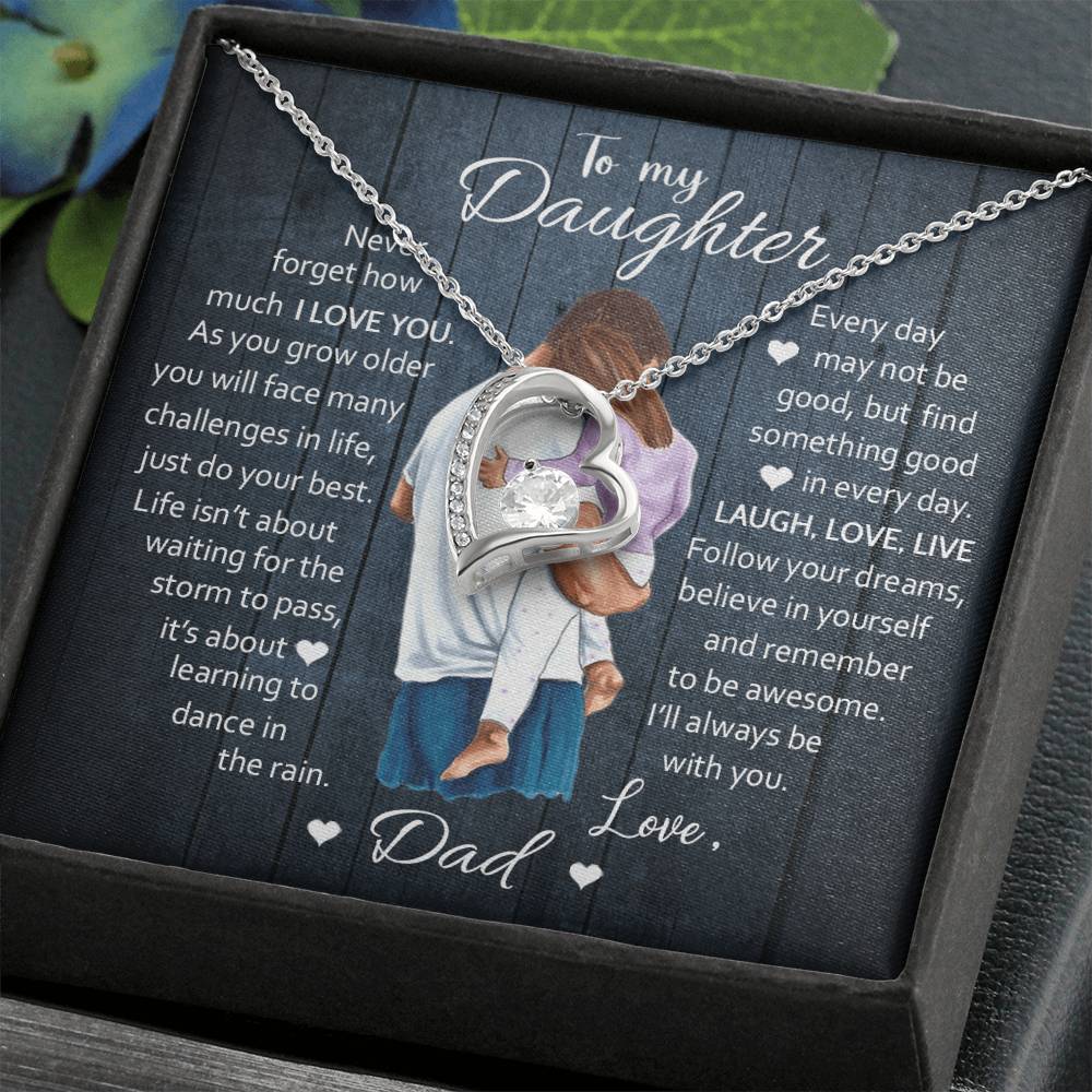 To My Daughter  Laugh Love Live  Forever Love Necklace Forever Love Necklace