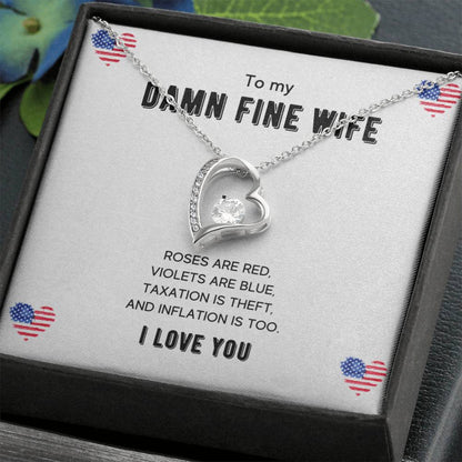 To My Damn Fine Wife - Women'S Forever Love Necklace & Earring Set - Gift For Wife Forever Love Necklace