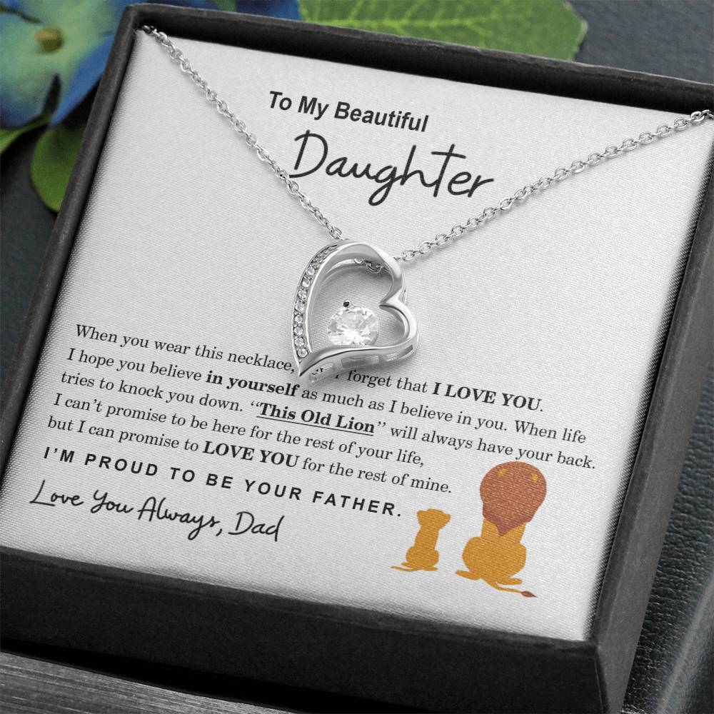 To My Beautiful Daughter Necklace, Daughter Gift From Dad, Father Daughter Gift, Christmas Gift, Unique Daughter Birthday Graduation Gift Forever Love Necklace