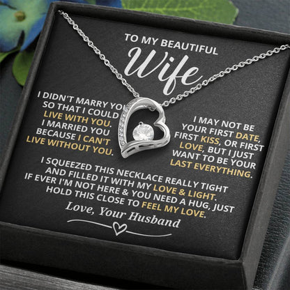 To My Beautiful Wife - I Can'T Live Without You Forever Love Necklace