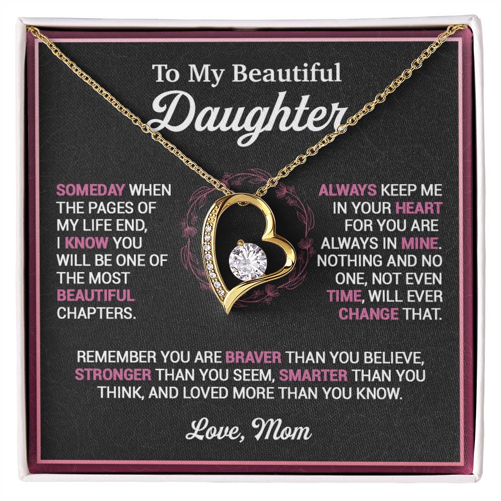 To My Daughter Necklace, Gift For Daughter From Mom, Mother Daughter Necklace Forever Love Necklace