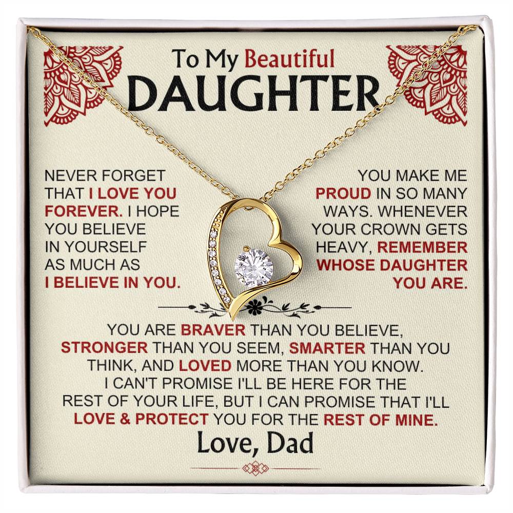 To My Beautiful Daughter - Dad - Forever Love Gift Set - Ss490V2 Forever Love Necklace