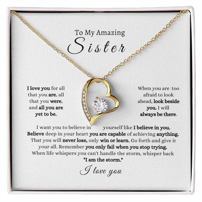 Sister  Strength  I Love You Forever Love Necklace