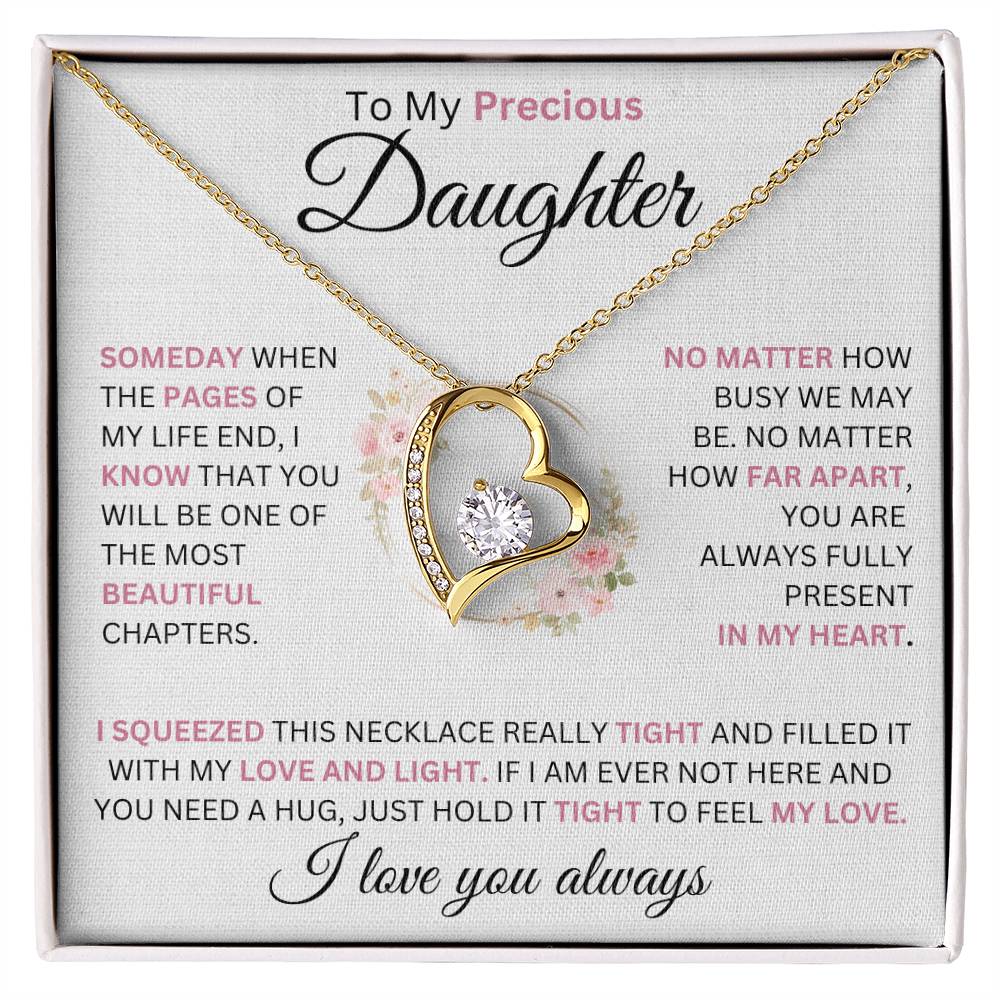 To My Daughter No Matter How Busy... Love You Heart Necklace Forever Love Necklace