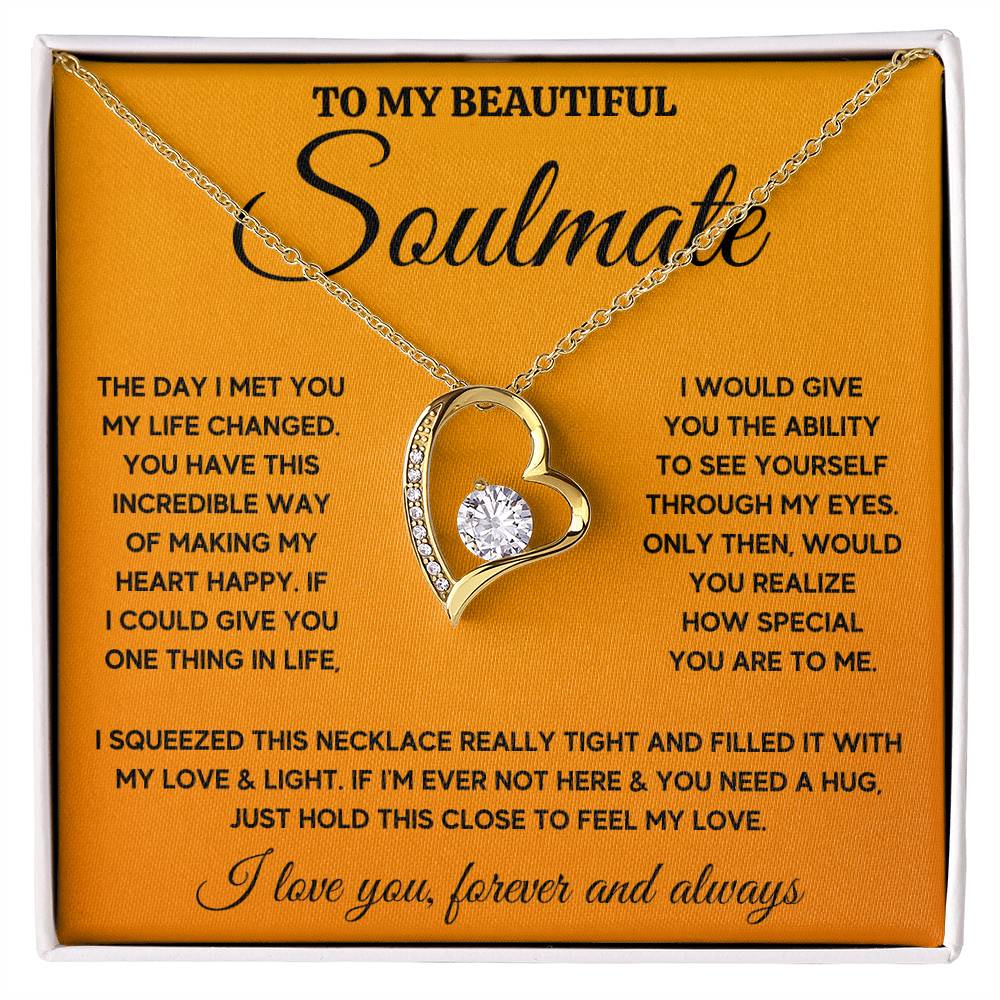To My Beautiful Soulmate Heart Happy Squeezed Forever Love Necklace Gift Set Forever Love Necklace