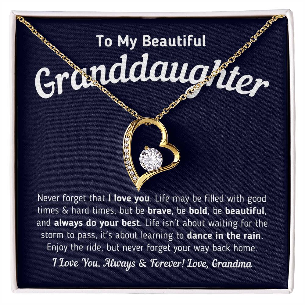 To My Beautiful Granddaughter - Never Forget That I Love You Forever Love Necklace