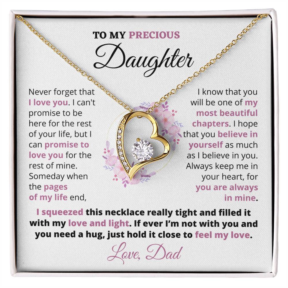 Gift For Precious Daughter Always Keep Me In Your Heart Love Dad Heart Necklace Forever Love Necklace
