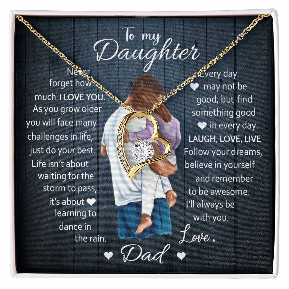 To My Daughter  Laugh Love Live  Forever Love Necklace Forever Love Necklace