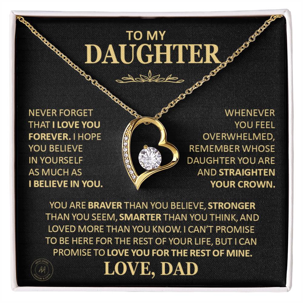 Unique Gift For Daughter From Dad Never Forget That I Love You Heart Necklace Forever Love Necklace