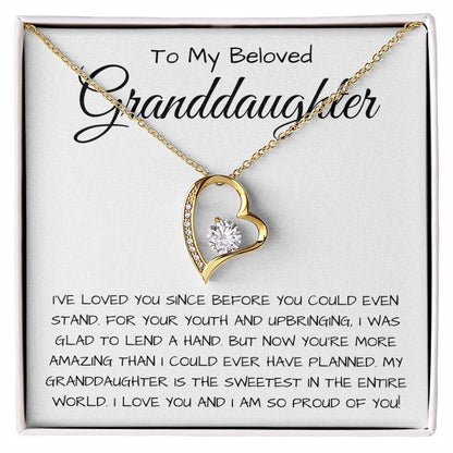 To My Beloved Granddaughter Forever Love Necklace  I Was Glad To Lend A Hand Forever Love Necklace