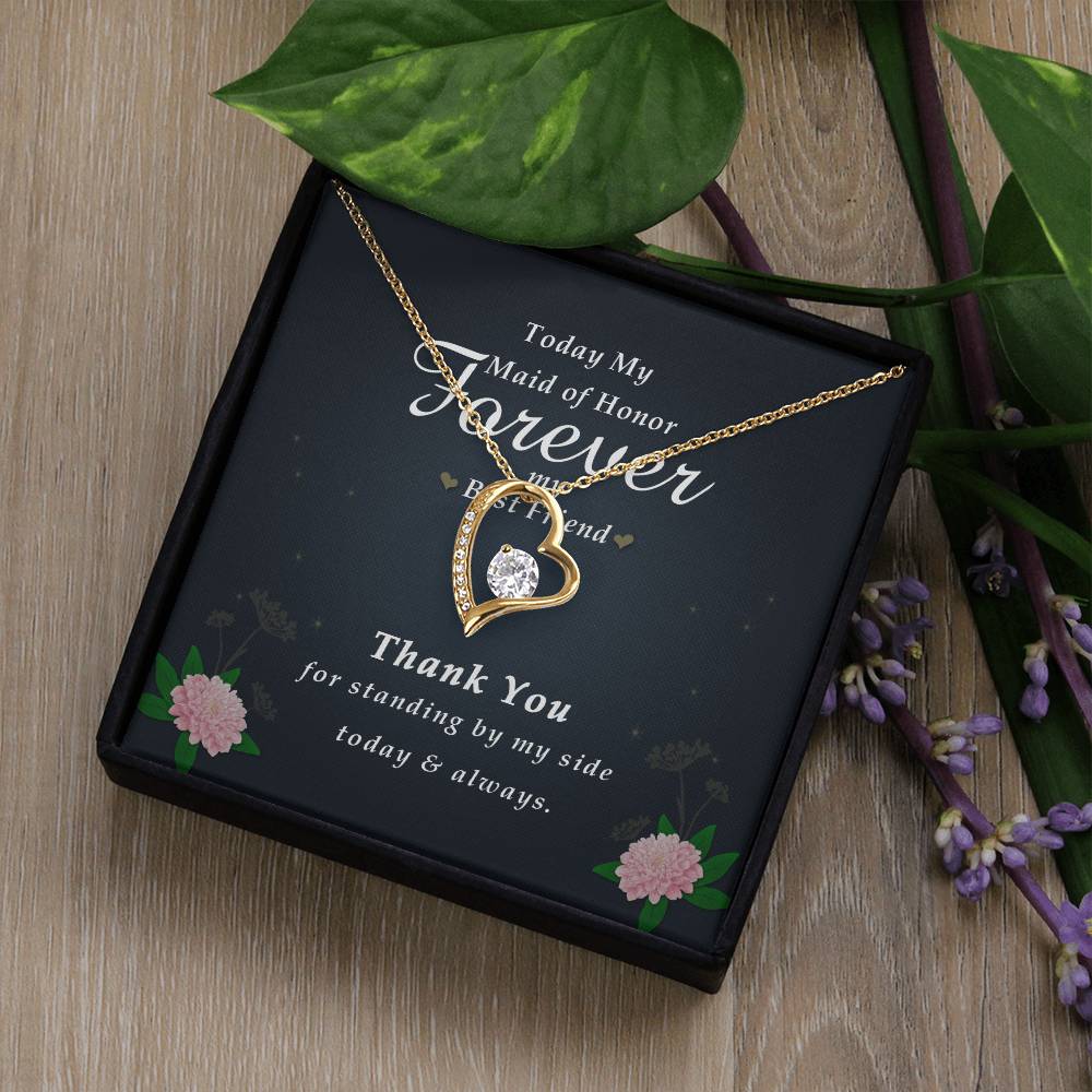 Forever Heart Necklace, Maid Of Honor Gift Forever Love Necklace