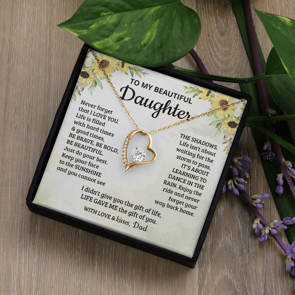 To My Beautiful Daughter - Enjoy The Ride And Never Forget Your Way Back Home - Forever Love Necklace