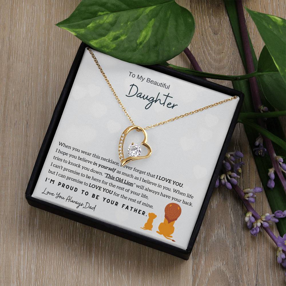To My Daughter,  I'M Proud To Be Your Father Forever Love Necklace