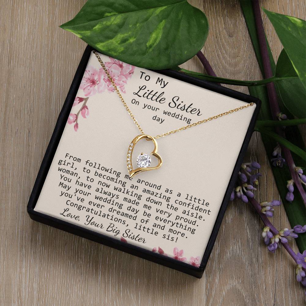 Little Sister Wedding Day Gift, Big Sister To Bride Necklace, Bride Gift From Sister, Sister To Bride Gift Forever Love Necklace